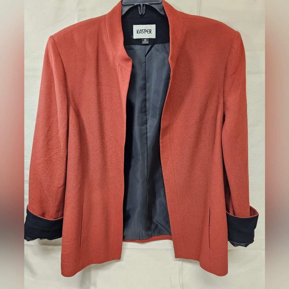 Kasper Women's Rust Jacket with Black Accents Size 14